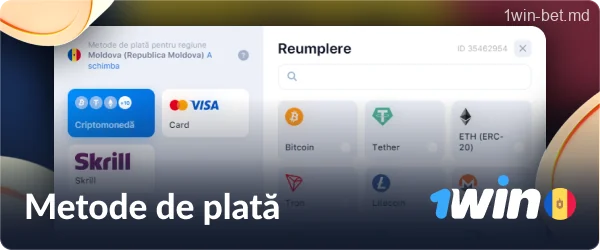 Plăți 1win pentru jucătorii din Moldova