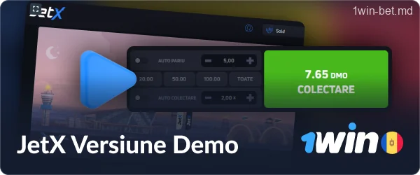 Versiunea demo a jocului JetX la 1win Moldova
